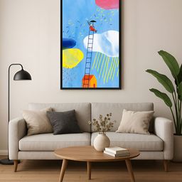 999Store Blue & Yellow Canvas Abstract Wall Paintings-image-51