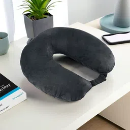 Kuber Industries Black Cotton Filled Polycotton Ultra Soft Travel Pillow-31