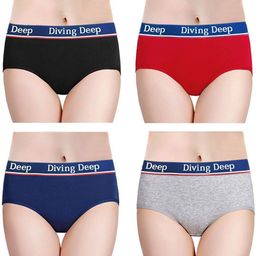 Diving Deep Women Pack of4 Cotton Assorted Hipster Briefs-picture-41