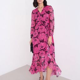 Styli Women Floral Printed Puff Sleeves Tie-Ups A-Line Maxi Dress-image-78
