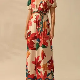 Routes by All About You Floral Print Flutter Sleeve Maxi Dress-picture-15