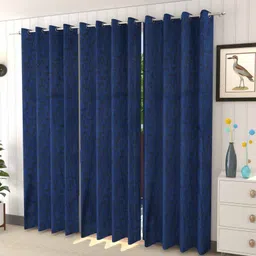 Galaxy Home Decor Blue and Black 3 Pieces Abstract Printed Velvet Long Door Curtains-image-22