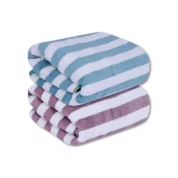 Fezora Burgundy & White 2 Striped Cotton 500 GSM Bath Towel-image-68