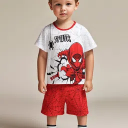 INCLUD Boys Spider-Man Printed Short Sleeves T-shirt With Shorts-image-47
