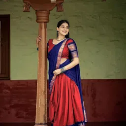 MANMOHITSAREE Semi-Stitched Silk Lehenga & Unstitched Blouse With Dupatta image 4
