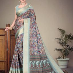 Munir Ethnic Motifs Printed Zari Saree-image-72