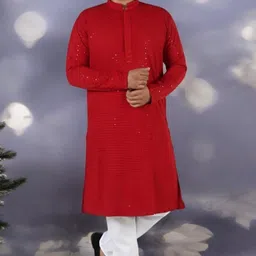 Atly Men Embroidered Regular Sequinned Kurta with Pyjamas-14