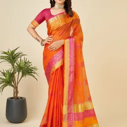 VEDANT VASTRAM Women's Woven Design Zari Silk Cotton Arani Saree-image-65