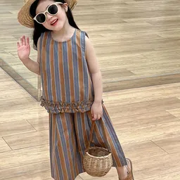 LULU & SKY Girls Striped Top with Trousers-image-55