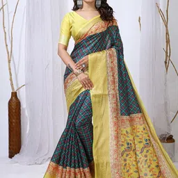 HERE&NOW Ethnic Motifs Zari Silk Cotton Handloom Ilkal Saree-picture-34