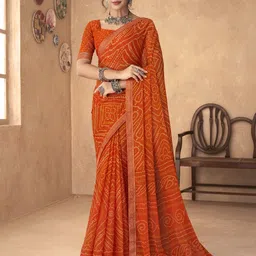 LeeliPeeri Designer Bandhani Patchwork Poly Chiffon Bandhani Saree-picture-55