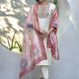 DEVATITHI Floral Yoke Design Thread Work Straight Kurta With Trousers & Dupatta-image-24
