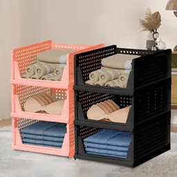 Aura Pink & Black 6 Pieces Storage Wardrobe Organisers-8