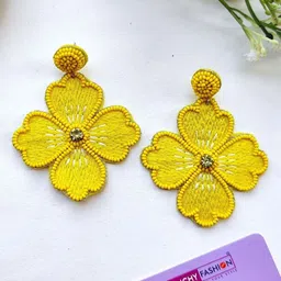 Crunchy Fashion Artificial Beaded Floral Shaped Drop Earrings-image-96