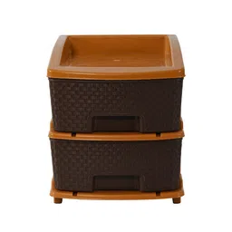 Kuber Industries Coffee Brown Self Design 2 Layer Multi-Utility Organiser 19 Ltr image 2