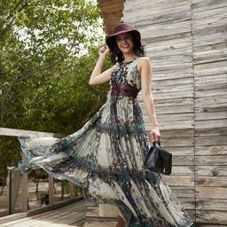 Bhanuni Floral Print Maxi Dress-image-17