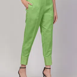 FLOREOS Women Textured Embroidered Comfort Easy Wash Trousers-image-7