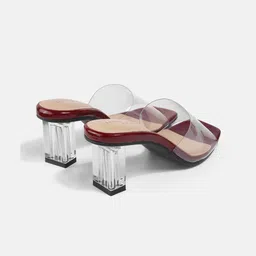 LEMON & PEPPER Square Toe PU Party Block Heel Sandals image 4