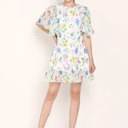 DODO & MOA Floral Print Flared Sleeve Georgette A-Line Dress-picture-9
