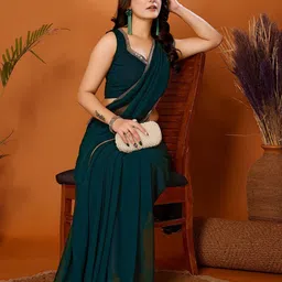 FABMORA Mirror Work Poly Georgette Saree-picture-6