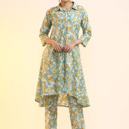 Jaipur Kurti Women Floral Printed Empire Pure Cotton Kurta with Trousers-18