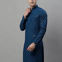 Jompers Men Geometric Embroidered Sequinned Kurta-picture-16