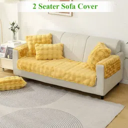 HOKIPO Yellow 2 Seater Sofa Cover With Arms-image-53