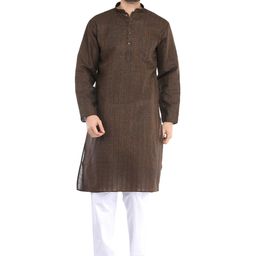Exotic India Checked Pure Cotton Kurta With Pyjamas-image-53