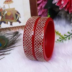 TAJ BRIDAL STORE Set Of 2 Rhinestone Studded Kada Bangles-image-40