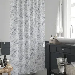 ArtzFolio White & Purple Abstract Printed Waterproof Shower Curtains-3
