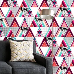 ArtzFolio Printed UV-Resistant Anti-Bacterial Grunge Triangular Shapes Peel & Stick Wallpaper-65