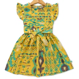 JusCubs Girls Printed Flutter Sleeve Fit & Flare Dress-picture-12