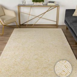 kaleen india Mustard & off White Abstract Wool 9 x 12 Feet Hand Tufted Carpet-picture-33