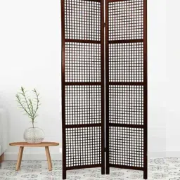 shilpi Brown 2 Panel Folding Wood & MDF Room Divider Seprator-picture-2
