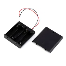 Black Plastic Storage Box Case Holder For Battery 4 X AA Cell Box with On/Off Switch-2