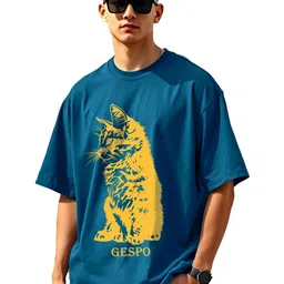 GESPO Graphic Printed Round Neck Short Sleeves Oversized Pure Cotton T-Shirt-image-68
