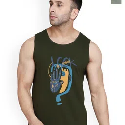 SLOWLORIS Pack Of 2 Printed Scoop Neck Cotton Gym Vests-picture-12