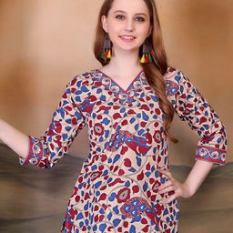 HETVI CREATION Women Ethnic Printed V-Neck Cotton Kurti-image-47