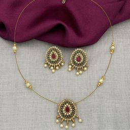 ROFARWORD Gold-Plated Stones Studded & Beaded Jewellery Set-image-53