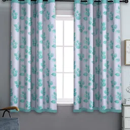 Aura White & Blue Set of 2 Floral Black Out Window-image-61