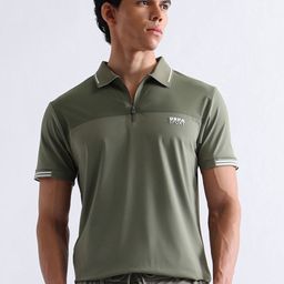USPA Active Men Solid Polo Collar Slim Fit T-shirt-image-87