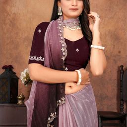 CaniBani Women Ombre Embroidered Poly Chiffon Saree-picture-4