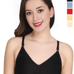 Liigne Pack Of 5 Solid Full Coverage Multiway Cotton T-shirt Bra-26