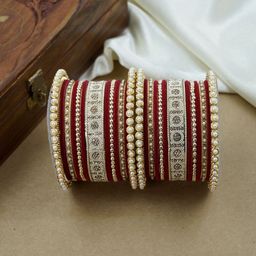 Wedding Chuda by Hitesh Bangles Set Of 26 Kundan-Studded Bangles-image-98