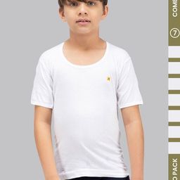 Amul Comfy Boy Pack Of 7 Cotton Round Neck Short Sleeves Plain Innerwear Vests-picture-23