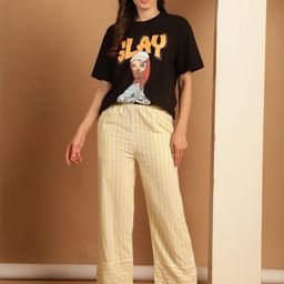 Overlock Women Regular Fit Striped Parallel Lounge Pants-image-80