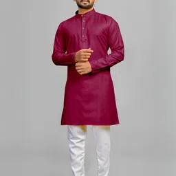 Men Solid Straight Kurta (Maroon)-image-99