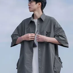 StyleCast Men Standard Oversized Fit Spread Collar Solid Casual Shirt-image-20