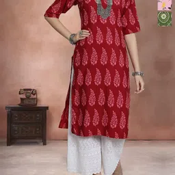 Anouk Rustic Women Pack of 3 Ethnic Motifs Printed Round Neck Straight Kurta-image-43