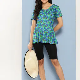 Aarika Abstract Printed Round Neck Swim Suit With Goggle-77